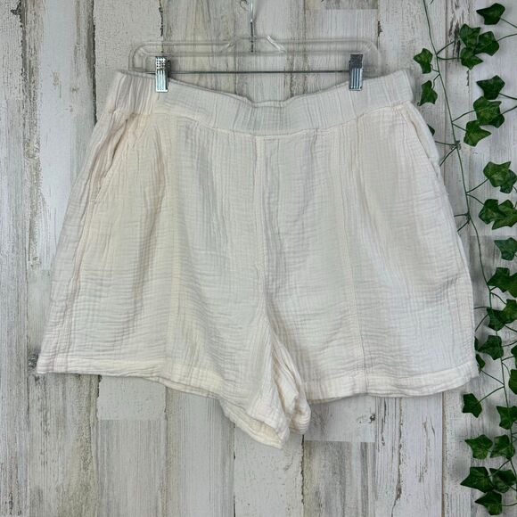 Madewell easy pull on short lightspun in cream beige XL - Picture 1 of 5